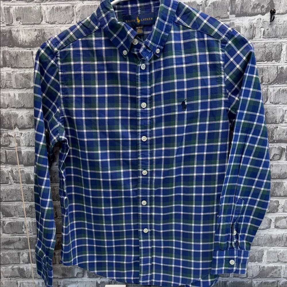 Boy's Ralph Lauren Green and Blue Checkered‎ Shirt